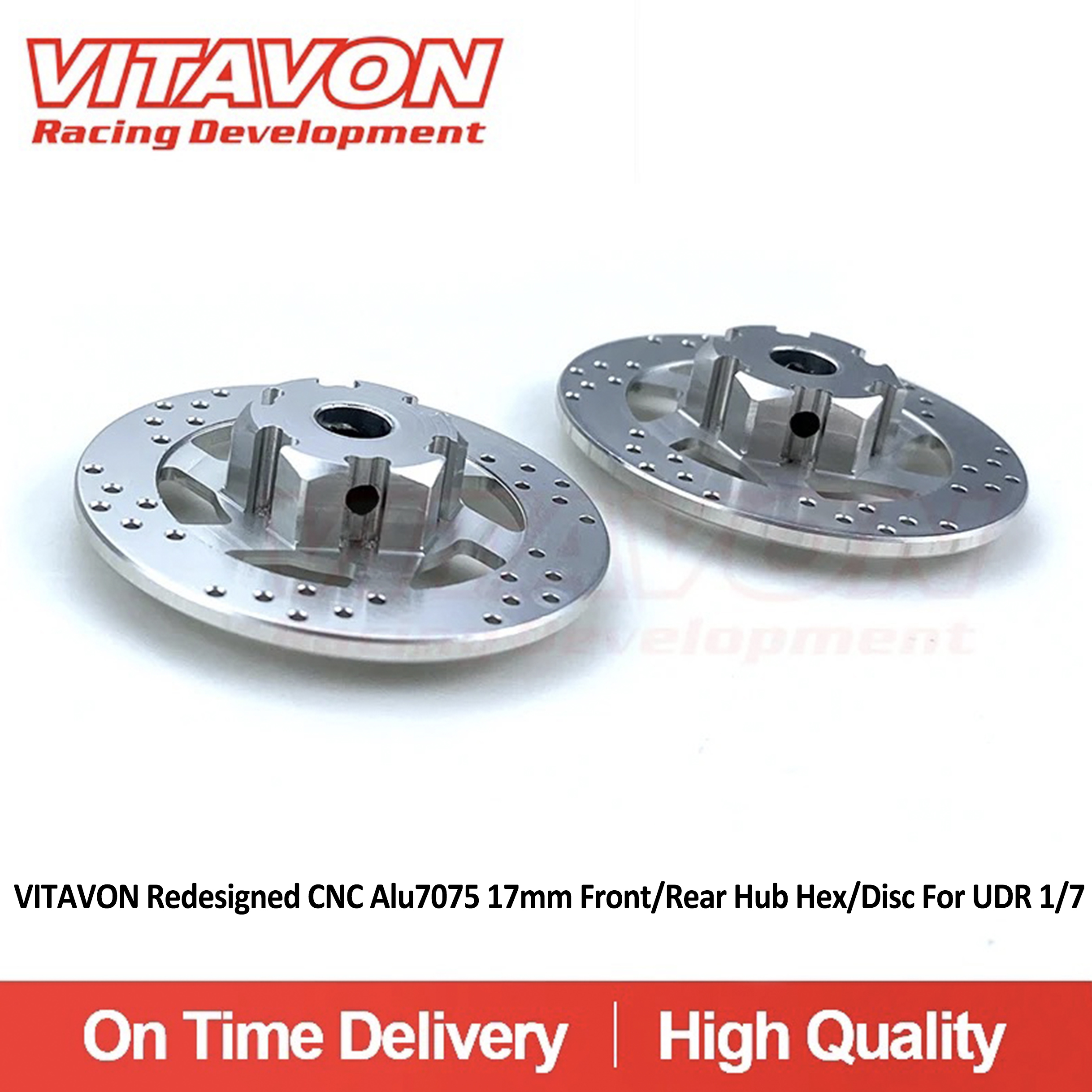 VITAVON Redesigned CNC Alu7075 17mm Front/Rear Hub Hex/Disc Fo Traxxass UDR 1/7